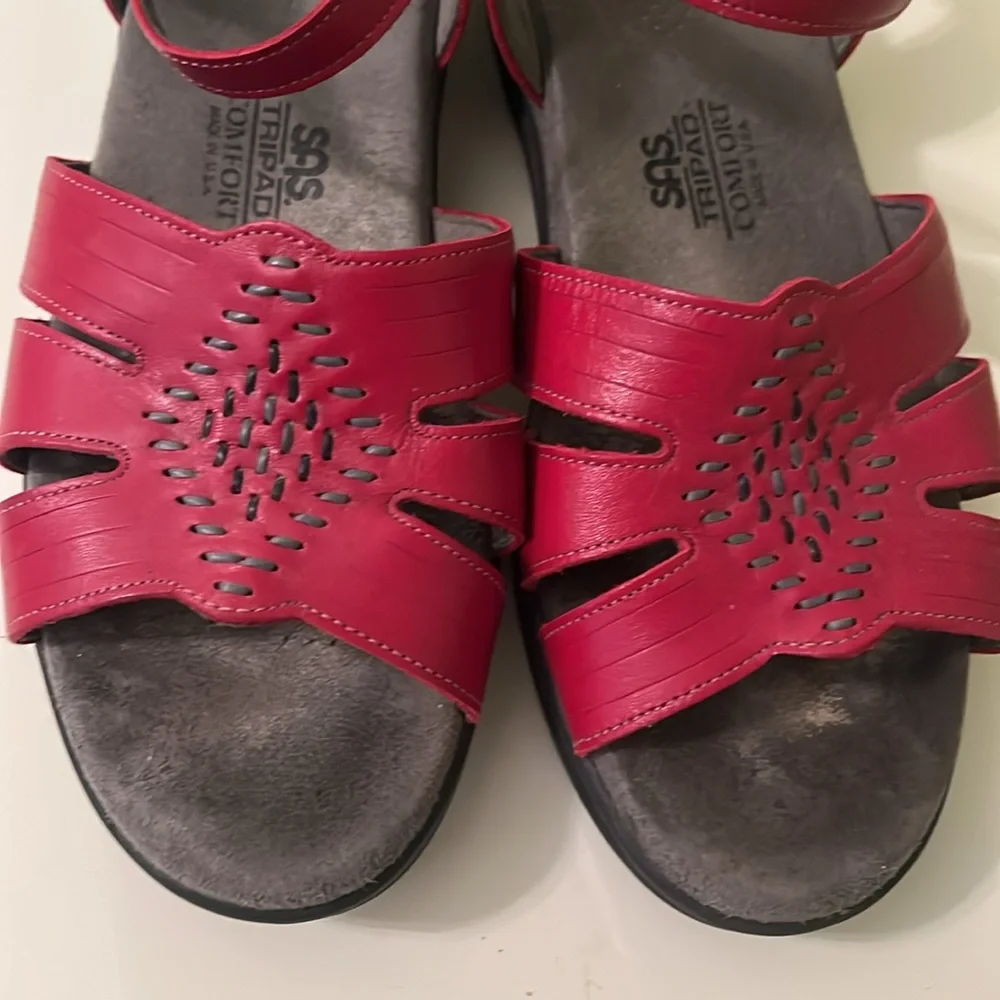 SAS Huarache Sandals Red Leather